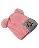 Kid-O-World Textured & Double Pom Pom Embellished Panda Patched Cap - Light Pink