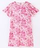 Primo Gino 100% Viscose Half Sleeves Floral Print Frock - Pink