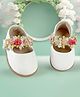 KazarMax Floral Strap Applique Self Design Mary Janes - White