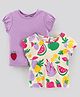 Bonfino 100% Cotton  Interlock Short Sleeves T-Shirt Pineapple & Watermelon Print Pack of 2- Purple & White