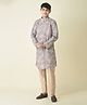 Tabard Pure Cotton Full Sleeves Seamless Vintage Floral Wallpaper Style Printed Kurta With Pyjama - Grey
