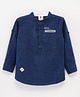 TONYBOY Full Sleeves Placement Embroidered Shirt Style Kurta - Blue