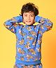 Anthrilo Full Sleeves Tiger Printed Fleece Sweatshirt - Blue