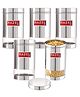 HAZEL Stainless Steel Transparent Glossy Finish See Through Container, Silver, Set of 5, 1200 ml each