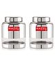 HAZEL Stainless Steel Transparent Container Glossy Finish Airtight See Through Jar Barni Set of 2, 1500 ml, Silver
