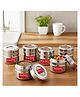 HAZEL Steel Small Container for Kitchen | Transparent Lid Containers for Storage | Small Container for Spices, Set of 6, 200 ml