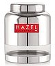 HAZEL Stainless Steel Transparent Container Glossy Finish Airtight See Through Jar Barni, 2000 ml, Silver