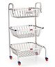 HAZEL Stainless Steel Fruit Vegetable Basket Kitchen Storage Trolley Rack Multi Shelves Stand with Wheel, 3 Layer, 26 Inches Height