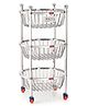 HAZEL Stainless Steel Fruit Vegetable Basket Kitchen Storage Trolley Rack Round Stand with Wheel, 3 Layer, 14.2 x 24.4 Inches