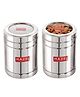 HAZEL Steel Container with Transparent Lid | Transparent Lid Sugar Storage Box For Kitchen |Food Grade Steel Kitchen Container, Set of 2, 1400 ml