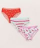 Red Rose Cotton Knit Striped & Bow Printed Panties Pack of 3 - Red Pink & White