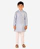 P-MARK Full Sleeves Striped Kurta Pyjama Set - Blue