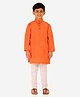 P-MARK Full Sleeves Seamless Cubic Deigned Kurta With Pyjama - Orange