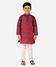 P-MARK Full Sleeves Seamless Cubic Deigned Kurta With Pyjama - Maroon