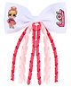 Aye Candy Twirly Doll Bow On Alligator Hair Clip - White & Pink