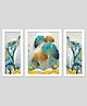 Wens Set Of 3  Feng Shui Elephant with Floral Art  Wall Painting - White