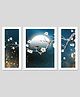 Wens Set Of 3  Birds on Tree in Moon Light Wall Art Painting  White