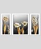 Wens Set Of 3 Golden Flowers Wall Art Painting - White