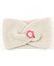 BHARATASYA Knitted  Wool Floral Applique Headband Earwarmer - Cream