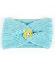 BHARATASYA Knitted  Wool Floral Applique Headband Earwarmer - Turquoise Blue