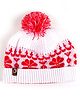 BHARATASYA Fine Knitted Snowflakes Design Detailed Winter Bobble Cap - White & Red