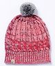 BHARATASYA Pom Pom Knitted Cap - Grey & Pink