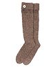 BHARATASYA Knee Length Heather Button Detail Knitted Socks - Brown
