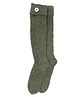BHARATASYA Knee Length Heather Button Detail Knitted Socks - Olive Green