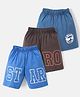 Teddy Cotton Knee Length Shorts Text Print Pack of 3 - Blue