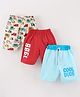 Teddy Cotton Sinker Knee Length Shorts Vehicles Print Pack of 3 - Sky Blue Beige Red