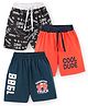 Teddy Cotton Sinker Knee Length Shorts Dinosaur Print Pack of 3 - Blue Black Red