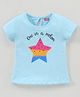 Babyhug Cotton Knit Half Sleeves Top Star Melon Print - Blue