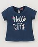 Babyhug 100% Cotton Knit Half Sleeves Top Text Graphics Print - Navy