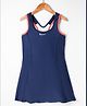 Rovars Lycra Sleeveless Frock Style Swimsuit - Navy Blue & Orange