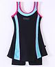 Rovars Sleeveless Two Piece Solid Color Swimsuit  - Blue & Black