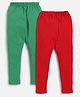 Nottie Planet Pack Of 2 Solid Stretchable Ankle Length Leggings - Red Green