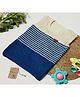 ShilpShakti Sleeveless Colour Blocked Striped Hand Knitted Sweater - Navy Blue & Cream
