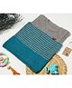 ShilpShakti Sleeveless Colour Blocked Striped Hand Knitted Sweater - Sea Green & Grey