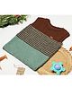 ShilpShakti Sleeveless Colour Blocked Striped Hand Knitted Sweater - Brown & Teal Green