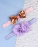 Bhoomi Collection Pack Of 2 Flower And Bow Styled Pearl And Sequin Applique Headbands - Peach & Light Purple