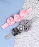 Bhoomi Collection  Set Of 2 Floral Rose Applique Headbands - Light Pink & Grey
