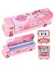 New Pinch School Bus Shape Metal Pencil Box - Pink
