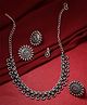 Yellow Chimes Oxidised Necklace Set For Women And Girls German Silver Oxidised Designed Ethnic Jewellery Choker Necklace Set For Women And Girls