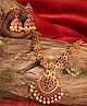 Yellow Chimes Gold Plated Peacock Designed Crystal Applique Beads Drop Necklace & Jhumka Earrings - Golden
