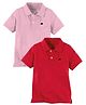 Zeezeezoo Pack Of 2 Half Sleeves Animal Theme  Elephant Placement Printed Polo Tee - Red & Pink