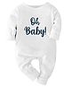 Zeezeezoo Full Sleeves Announcement Theme Oh Baby Printed Bodysuit -White