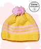COCOON ORGANICS Handcrafted Soft And Warm Winter Striped Design Bobble Cap - Yellow