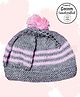 COCOON ORGANICS Handcrafted Soft And Warm Winter Striped Bobble Cap - Grey Melange