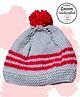 COCOON ORGANICS Handcrafted Soft And Warm Striped Design Bobble Cap - Grey
