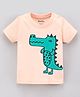 Bonfino 100% Cotton Half Sleeves T-Shirt Dino Print - Peach